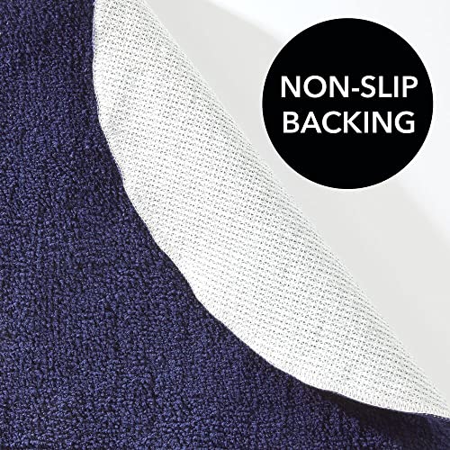 Mdesign Soft Microfiber Polyester Non-Slip Round Spa Mat, Plush Water Absorbent Accent Rug For Bathroom Vanity, Bathtub/Shower, Machine Washable - 24" Diameter - Navy Blue #TOP2