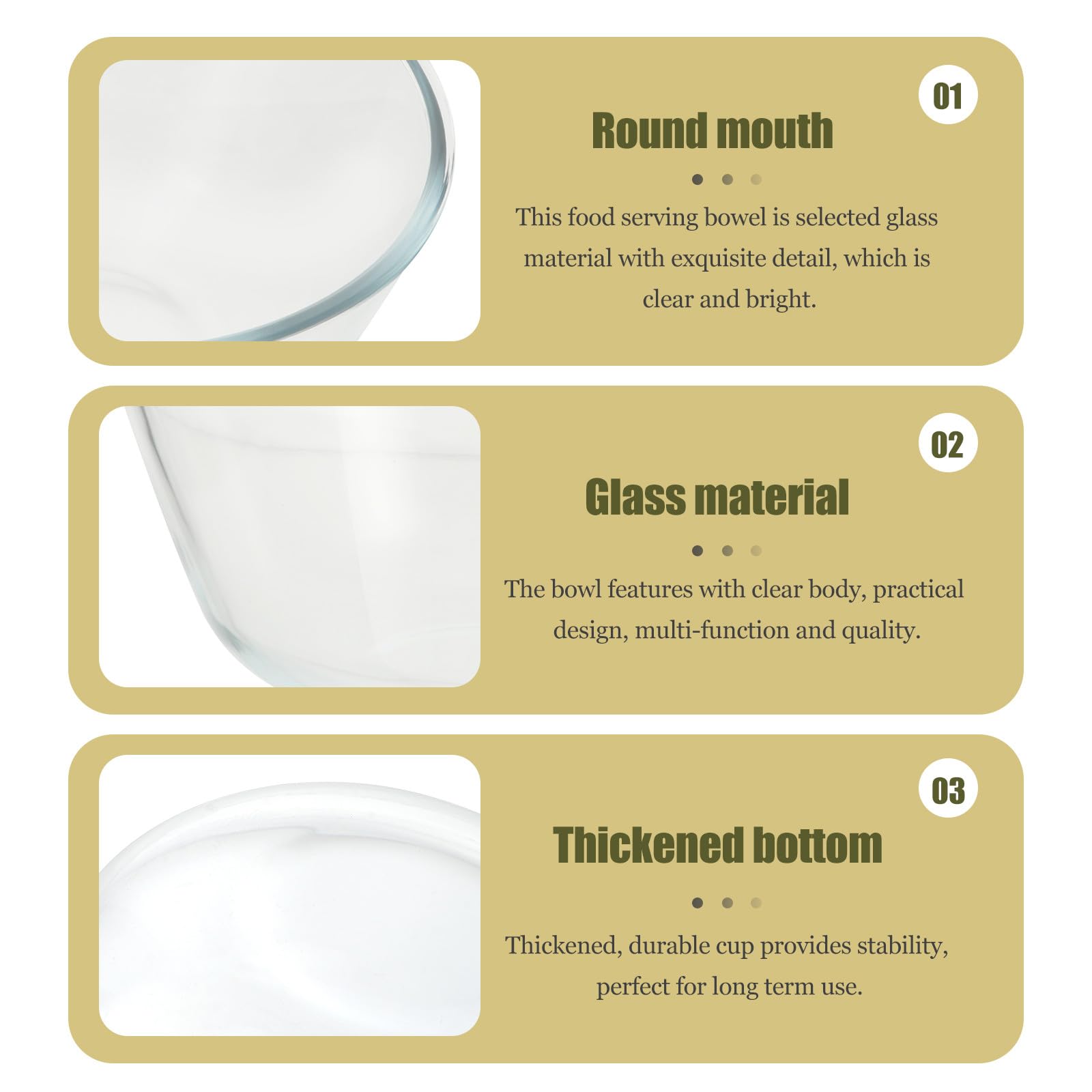 4 Stück Bowleset mit Gläsern aus Dickwandigem Glas Mikrowellengeeignete Salatschüsseln in Verschiedenen Größen für Küche und Nudeln