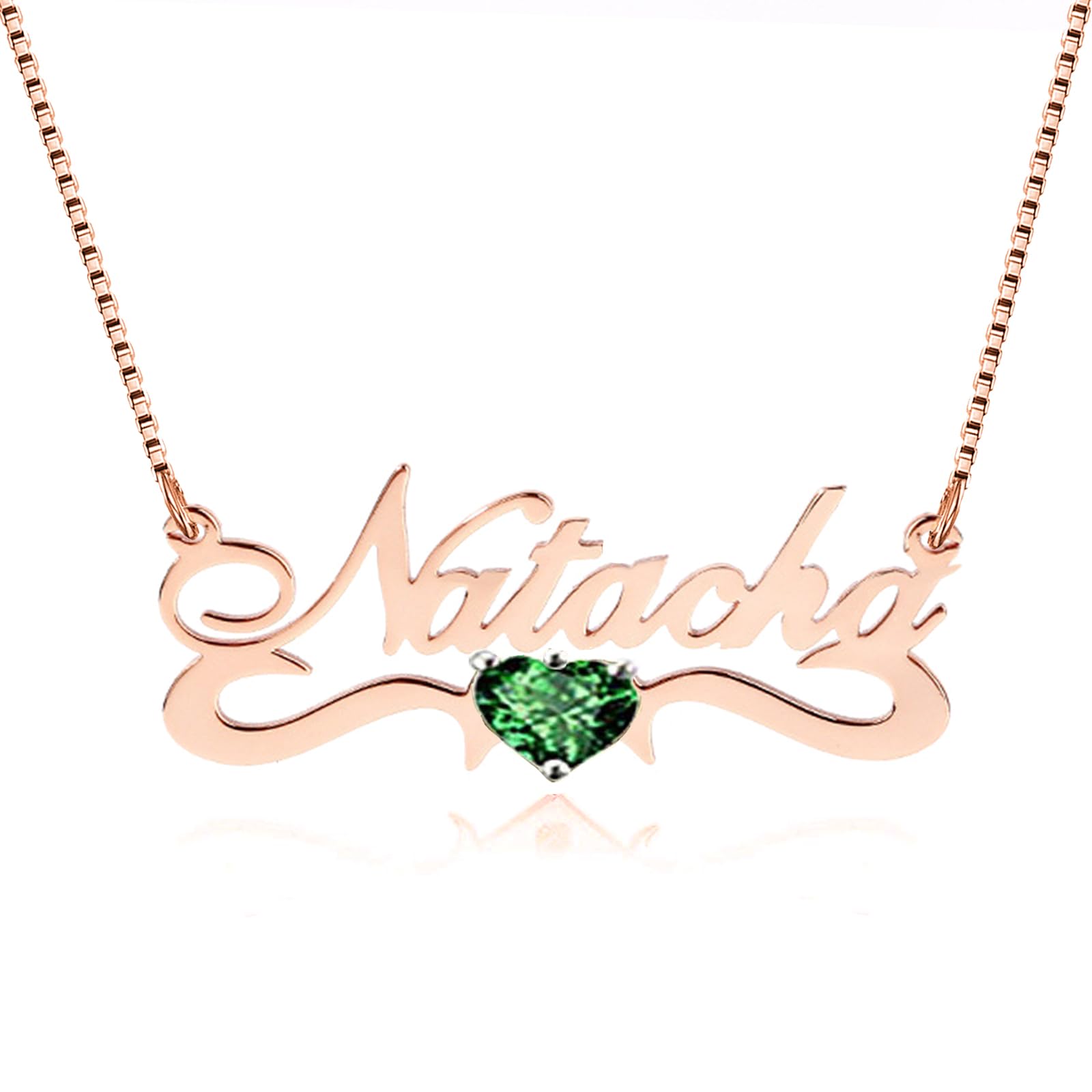 Ovfovy 925 Sterling Silver Custom Name Necklace with Birthstone Heart, Personalized Jewelry for Women