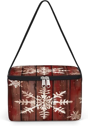 Classic Christmas Style Insulated Lunch Bag Women Reusable Lunch Tote Square Meal Bag for Adults Men Cooler Lunch Box for Work Travel Picnic Food