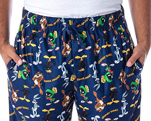 Looney Tunes Men's Daffy Duck Bugs Bunny Taz Marvin Martian Allover Toss Print Lounge Sleep Pajama Pants3