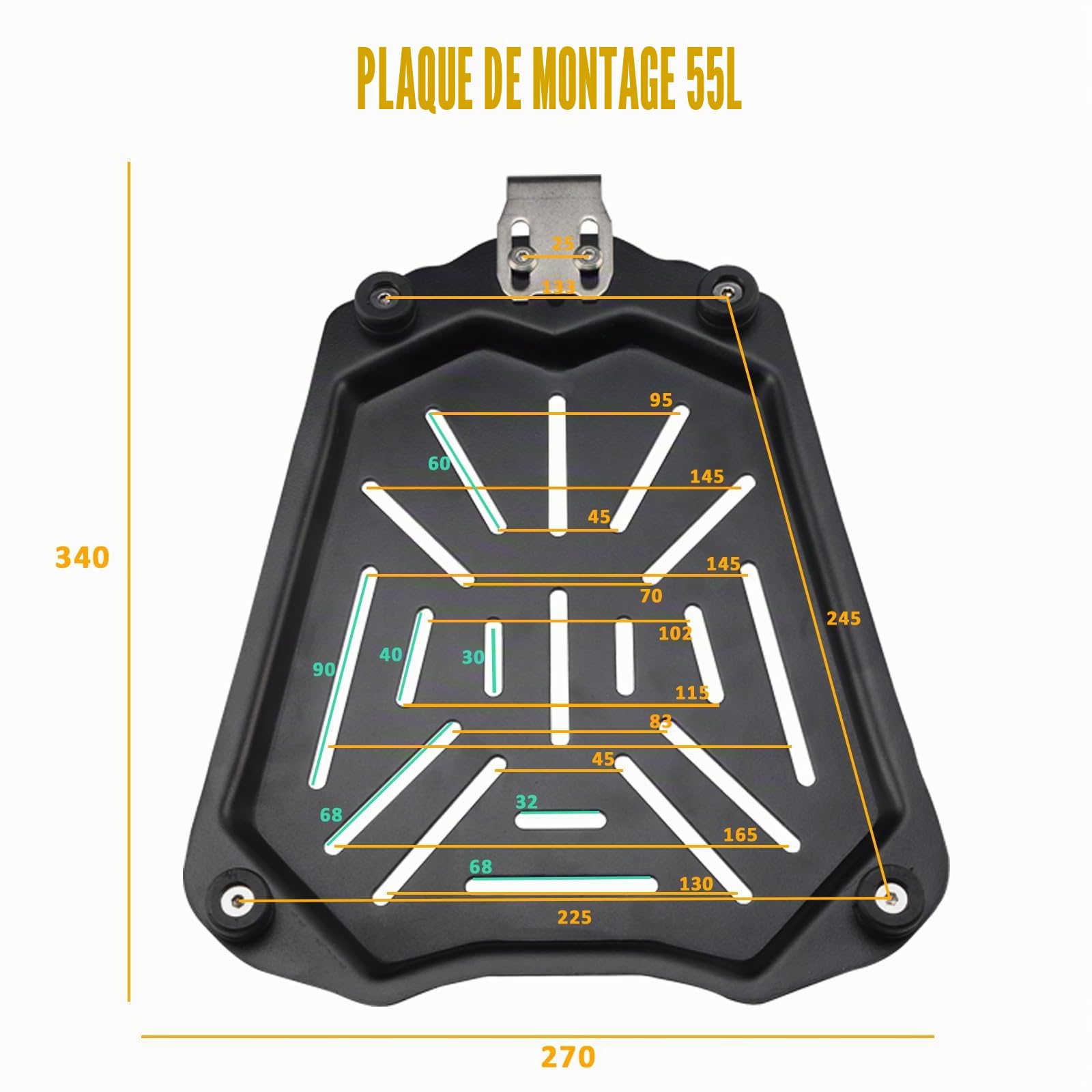 Topcase Mallette arrière universelle en alliage d'aluminium avec doublure en cuir, étui supérieur amovible imperméable pour moto avec dossier et kit de montage