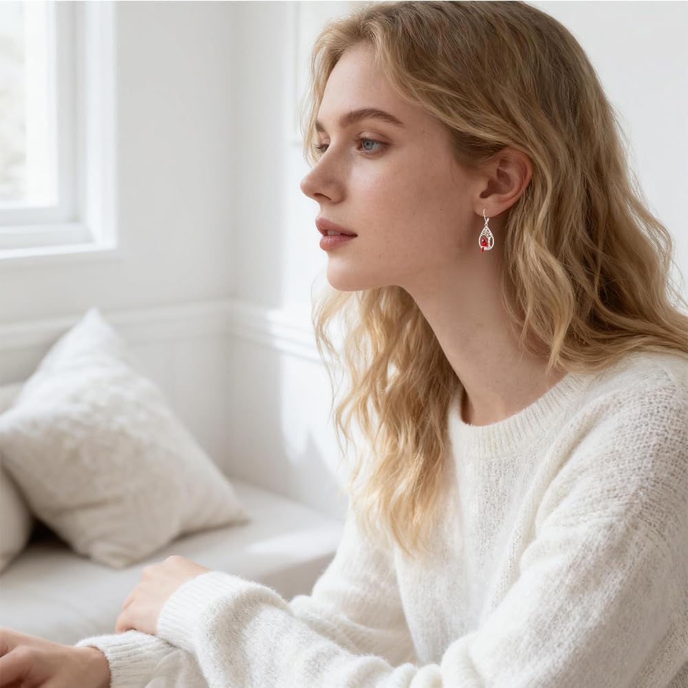 Cardinal Bird Earrings for Women Sterling Silver Cardinal Bird Jewelry Gifts for Women Tree of Life Earrings Christmas Jewelry Gift for Her - Image 4