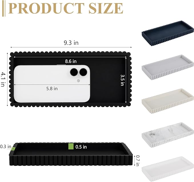 Organizador de Baño de Silicona, Bandeja para Esquina de Lavabo, Negro miniatura 6