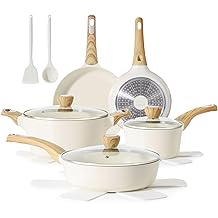 SENSARTE Ceramic Cookware Sets, Pots and Pans Set Non stick, Granite Induction Cookware, Non toxic Healthy Non Stick Kitchen Cooking Set, with Frying Pans Set, PFAS PTFE PFOA PFOS Free,14 Pcs