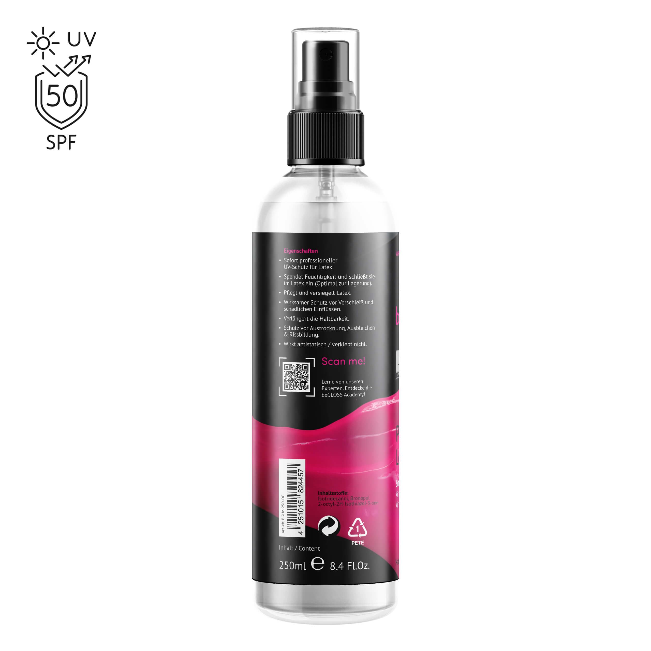 Latex Pflege PREMIUM SET - Latexpolitur Perfect SHINE SPRAY - Special WASH LATEX Waschmittel - WIPE Latexpoliertuch Small - Latexanziehhilfe EASY GLIDE SPRAY + UV & STORAGE PROTECTION Spray