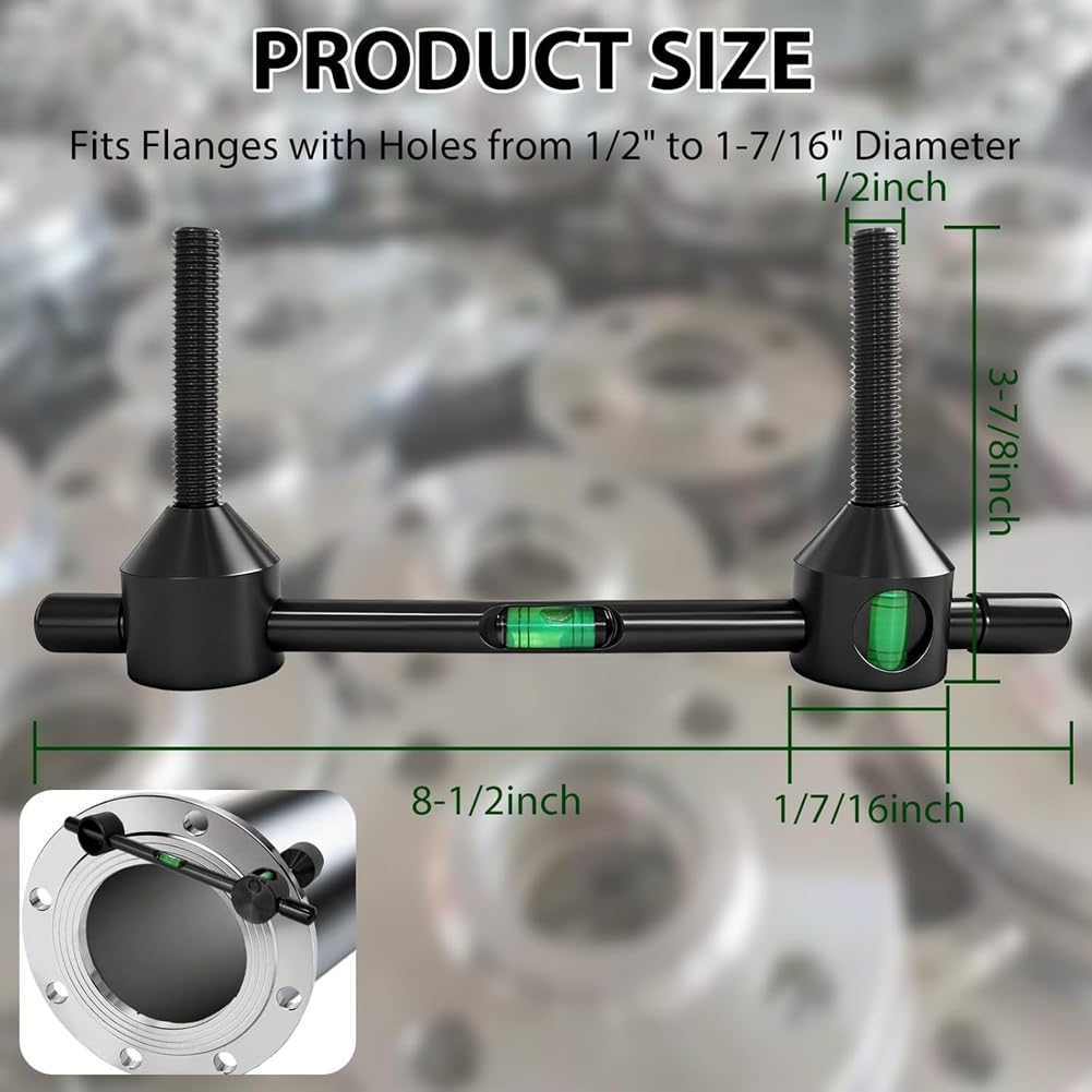 Gewindeflansch-Ausrichter, Flansch-Ausrichter Passen auf Flansche mit Löchern Von 1/2" - 1-7/16" Durchmesser, mit Eingebautem Niveau