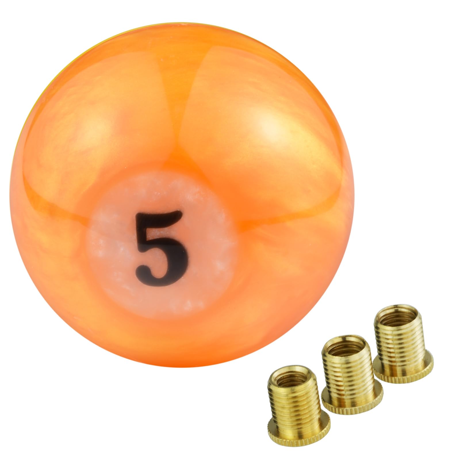 Temzzer Gear Shifter Knob Billiard Shapes Shift Stick Lever Handle Resin Gear Shift Handle for Most Manual Automatic Vehicles M10x1.5 M10x1.25 M8x1.25 (Orange 5)