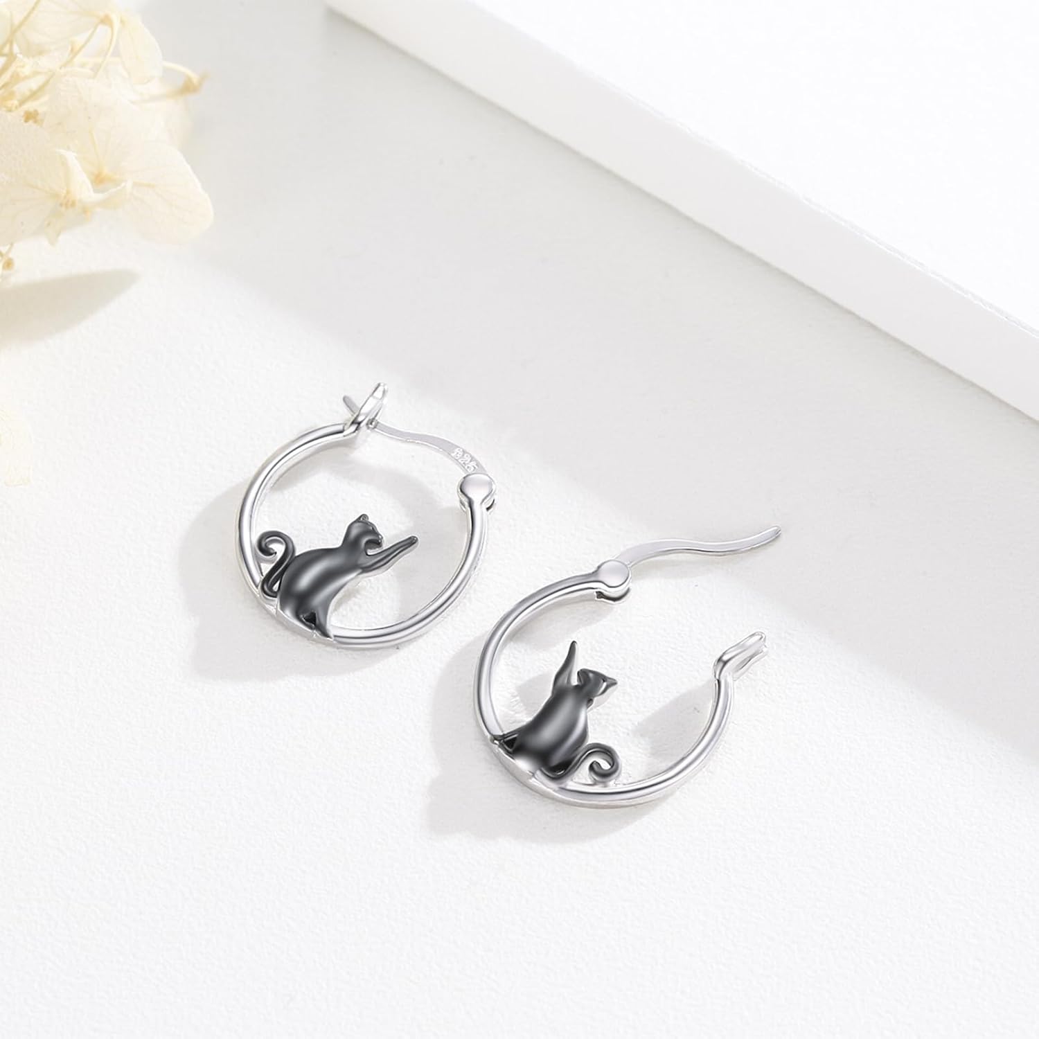 JUSTKIDSTOY Hypoallergenic Panda/Unicorn/Hummingbird/Dolphin Hoop Earrings for Women 925 Sterling Silver Animal Huggie Hoop Earrings Jewelry Gifts for Sensitive Ears - Image 2