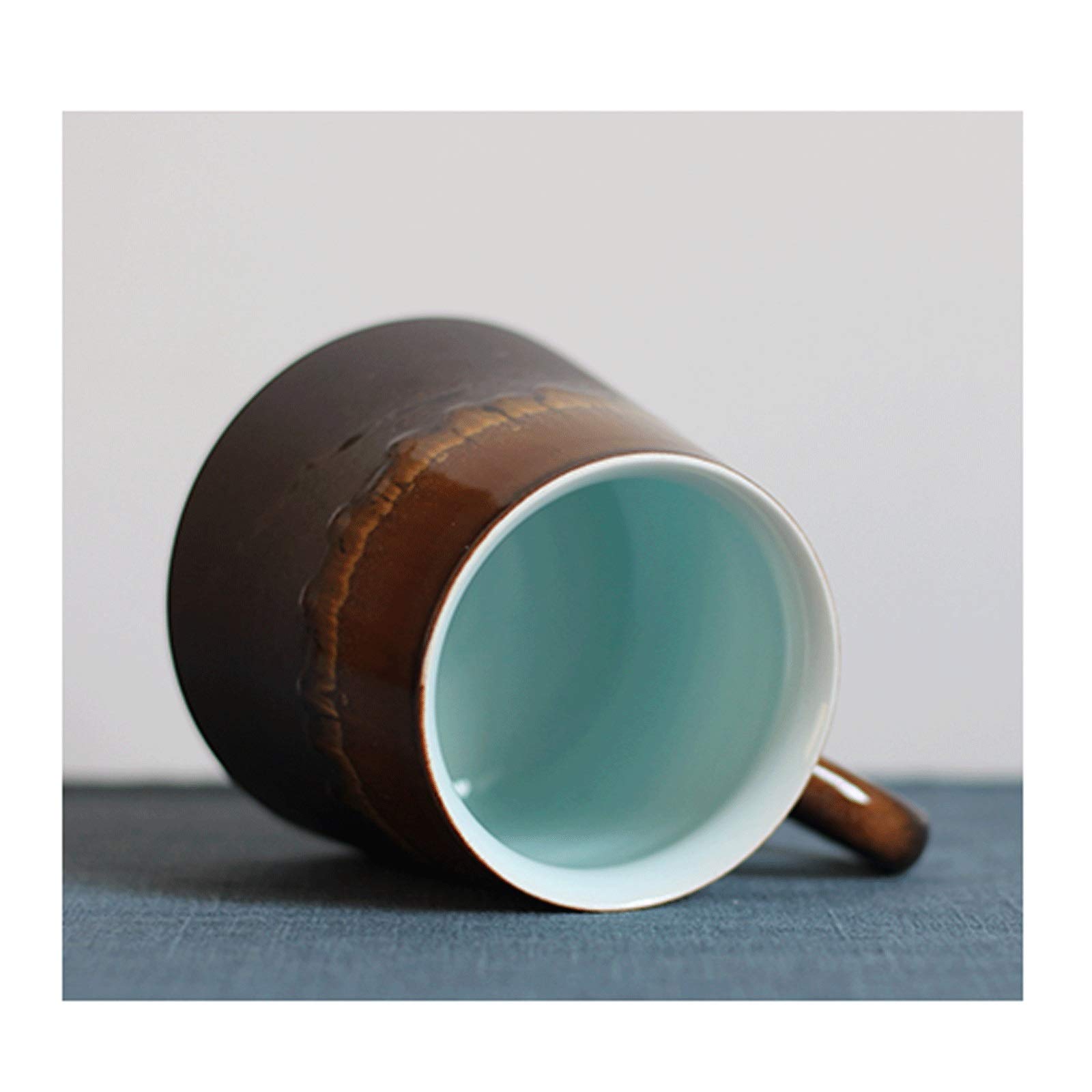 Tasse Becher Retro Keramik Teetasse Persönlichkeit Gefrorene Paar Kaffeetasse Büro Einfache Kreative Becher mit Deckel Löffel Hochtemperatur Trinkbecher Kaffeetassen (Color : C)