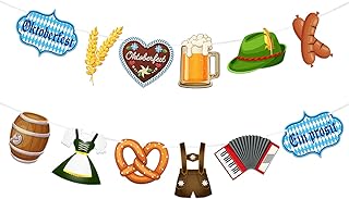 2Pcs Oktoberfest Banner, Oktoberfest Garland, Bavarian Flag, Oktoberfest Bunting Sign Banner, Backdrop Photo Booth Props for Beer Theme Party Supplies, Oktoberfest Party Decorations