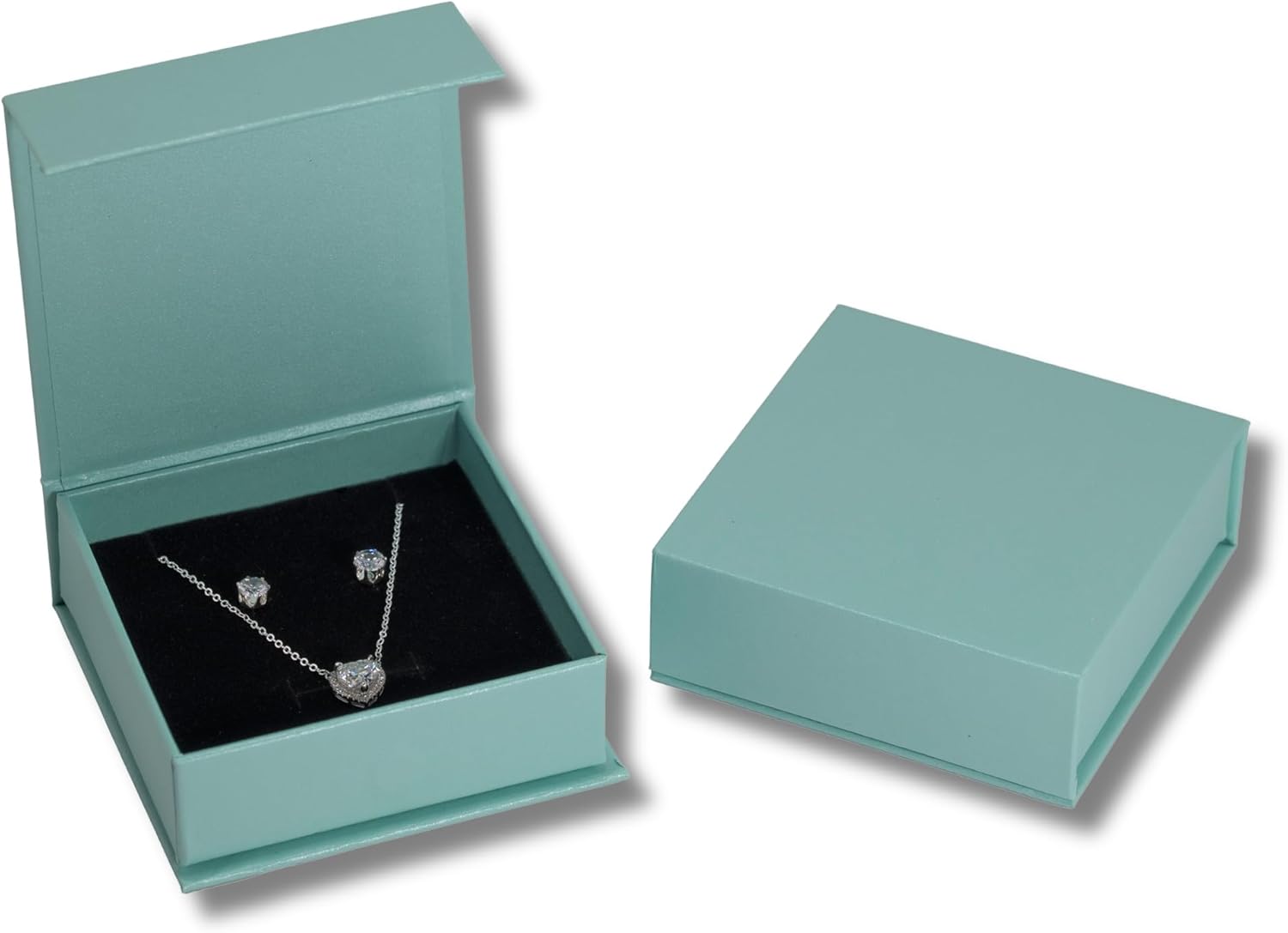 JPB Jewelry Box Magnetic Jewelry Gift Box with Velvet Foam Insert – Holds Ring, Earrings, and Necklace – Elegant Combo Presentation Box for Jewelry Display and Packaging (24, Light Blue)