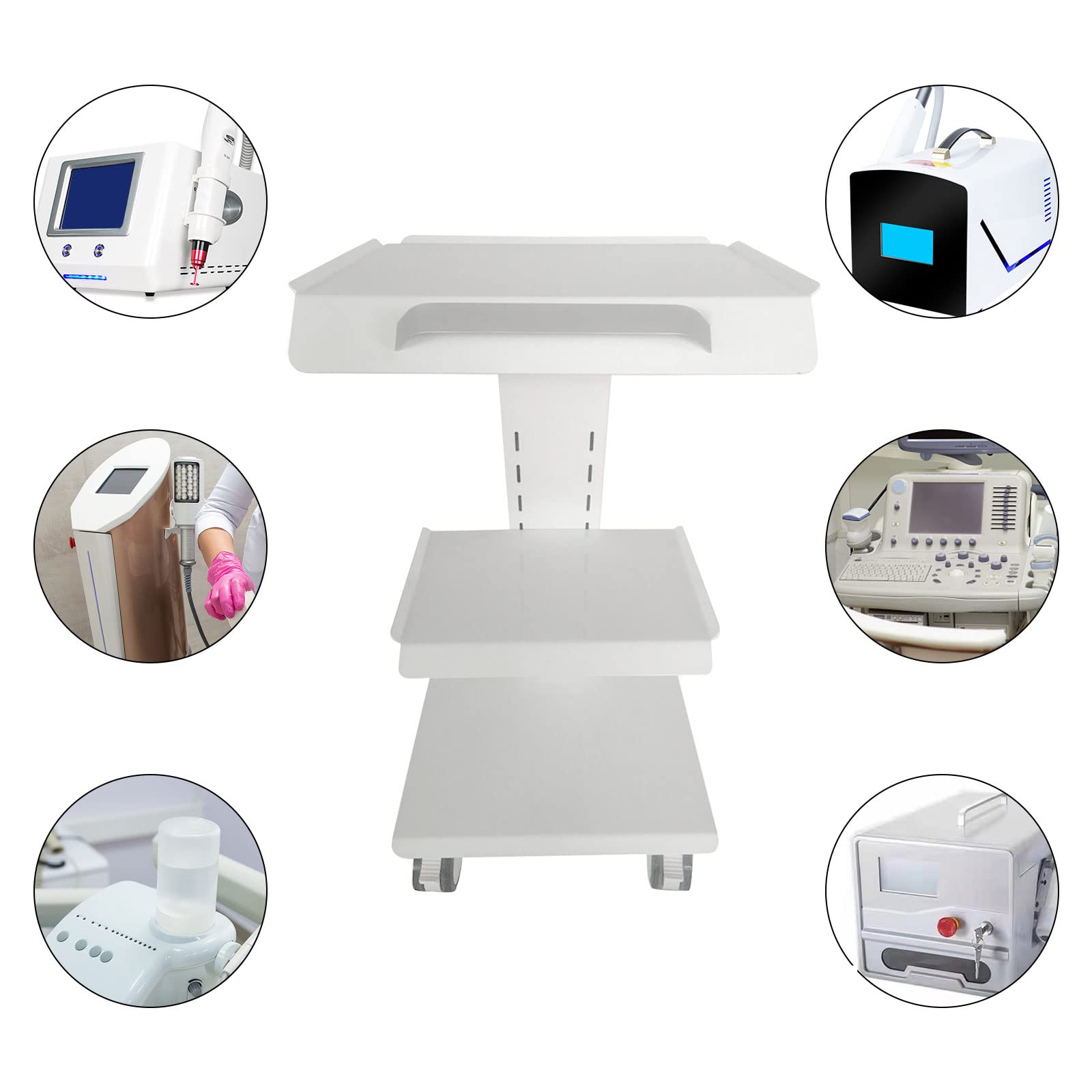 3 Schichten Weiß Gerätewagen Beistellwagen Zahnarzt Dental Trolley Cart Dental-Multifunktionswagen Aus Stahl