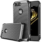 iPhone 7 Plus Case, iPhone 7 Plus Cover, BENTOBEN Drop Protection 2 in 1 Anti-scratch Hybrid Hard PC Carbon Fiber Texture Chrome Shockproof Protective Case for iPhone 7 Plus (5.5 inch), Black