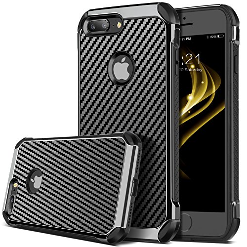 BENTOBEN iPhone 7 Plus Case, Dual Layer Hybrid PC TPU Bumper Carbon Fiber Texture Anti-Scratch Shockproof Protective Case for iPhone 7 Plus 2016 (5.5 