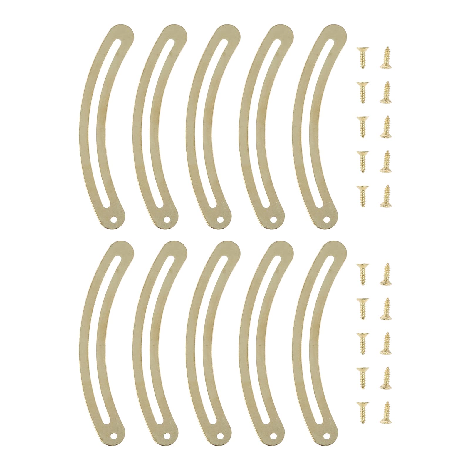 dophee 10Pcs Lid Support Hinges, Gold Iron Recurved Lid Stay Hinges for Home Furniture Cabinet Wooden Boxes Cases Jewelry Box Trunk Display, 69x9mm/2.72"x0.35"