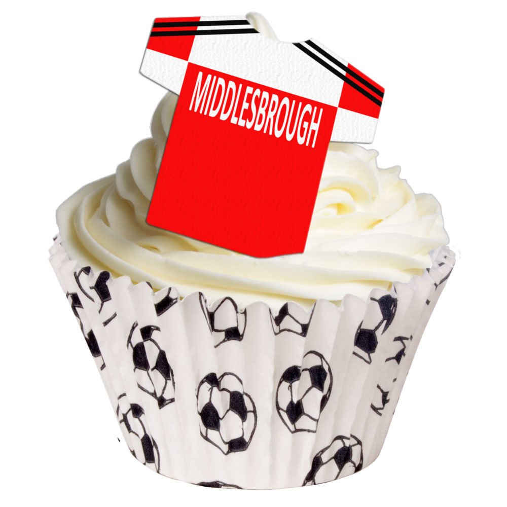 Pack of 12 - Pre-Cut Edible Wafer Middlesbrough Football Decorations 201-190