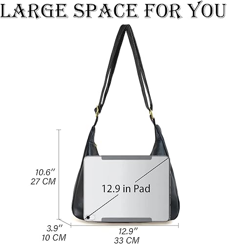 Miniatura 6 de Bolsos Hobo de cuero vegano para mujer, bolso de hombro suave y holgado con cremallera, bolsa de trabajo para viajes