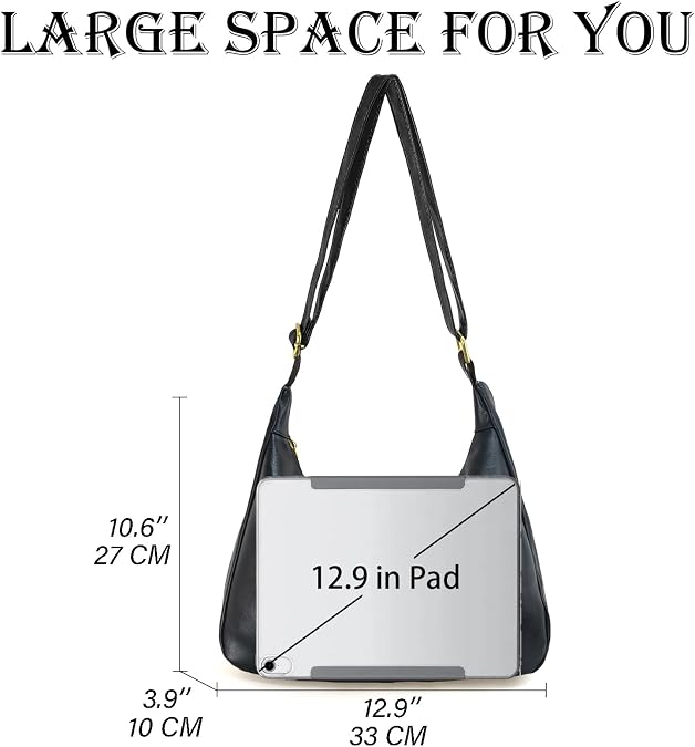 Vegan Leather Hobo Bags for Women Soft Slouchy Shoulder Handbag Zipper Work Tote Travel Purses