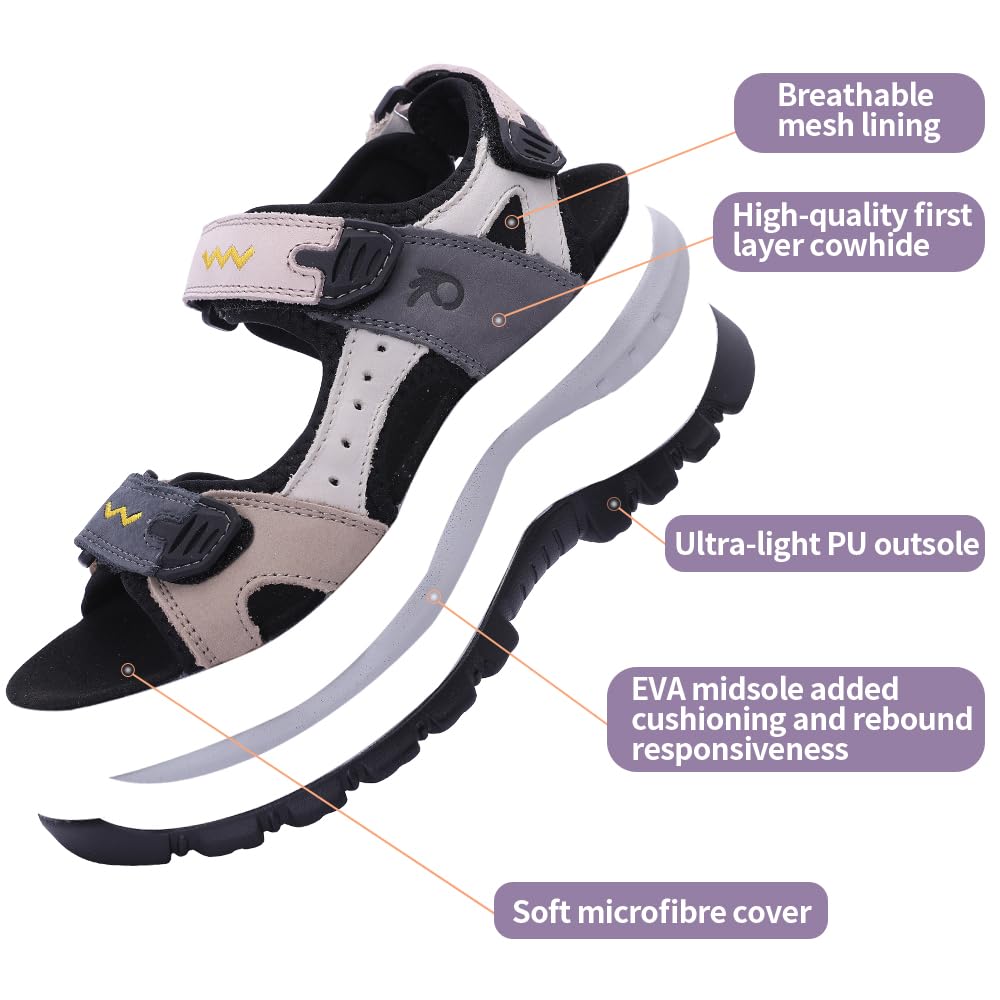 MGGMOKAY Damen Sportliche Sandalen Offene Zehe Wandern Outdoor Sandalen Sport Casual Strand Sandalen