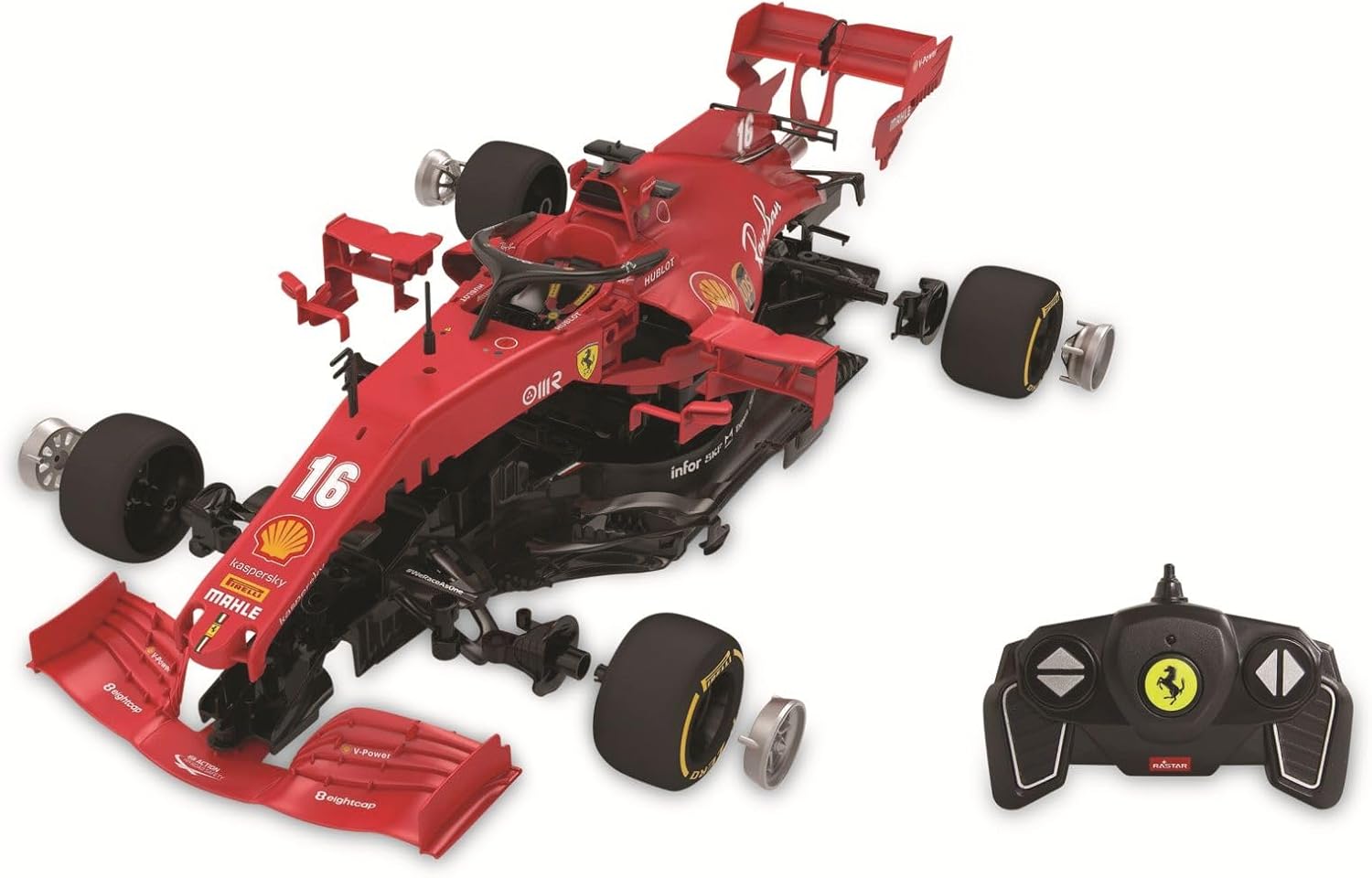 JAMARA 403007 Ferrari SF 1000 1:16, 2.4 GHz, kit parts are plugged in, No tools or gluing required, detailed interior, Manual Door Opening, Red