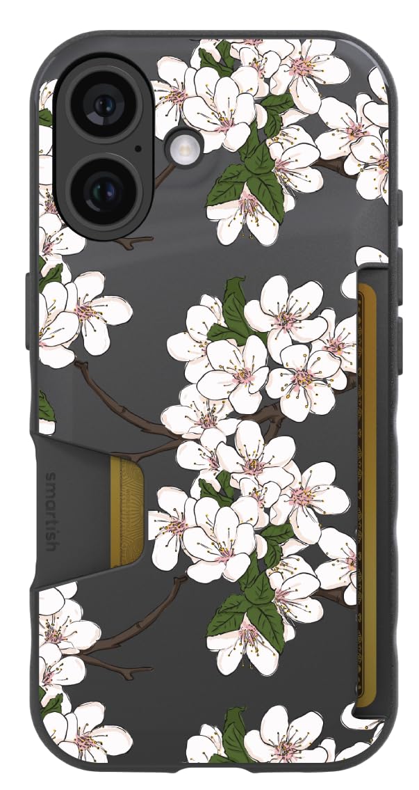Smartish® iPhone 16 Wallet Case - Wallet Slayer Vol. 1 [Slim + Protective] - Very Cherry Blossoms - Drop Tested 6FT - Credit Card Holder - Floral Case