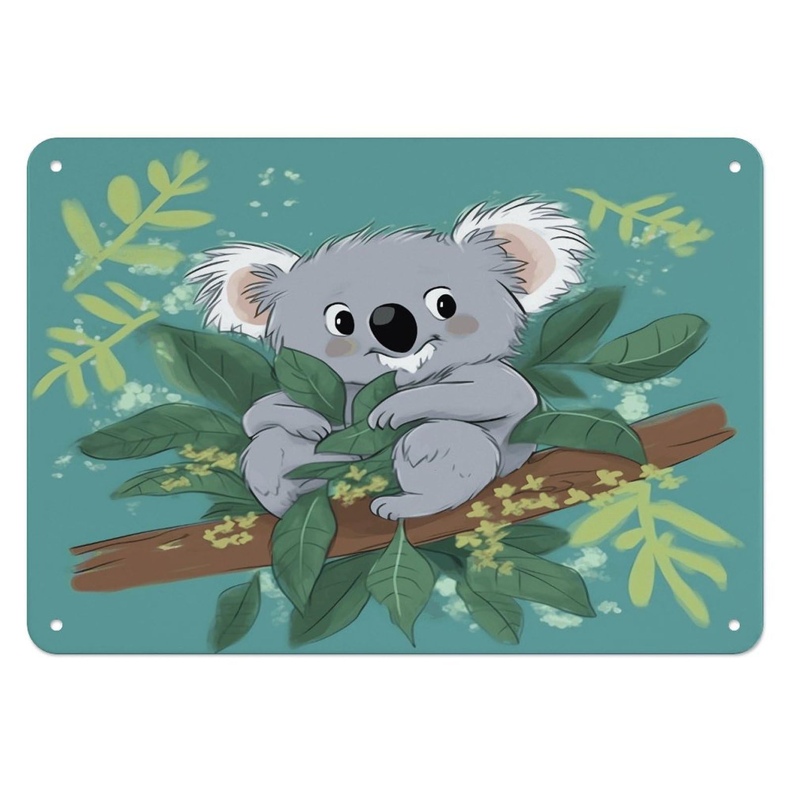 Fekiloot Style Koala Vine Cartoon Wall Decor Iron Painting Metal Sign