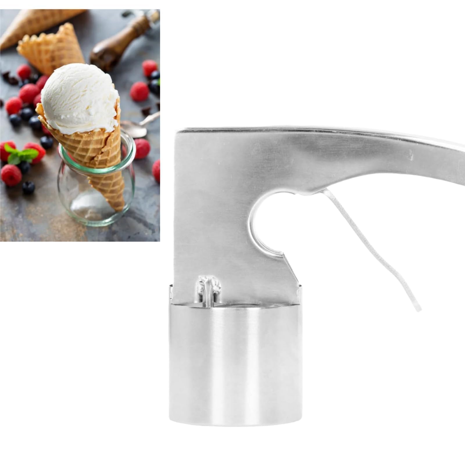 Lot de 2 cuillères à glace Thrifty en acier inoxydable avec gâchette