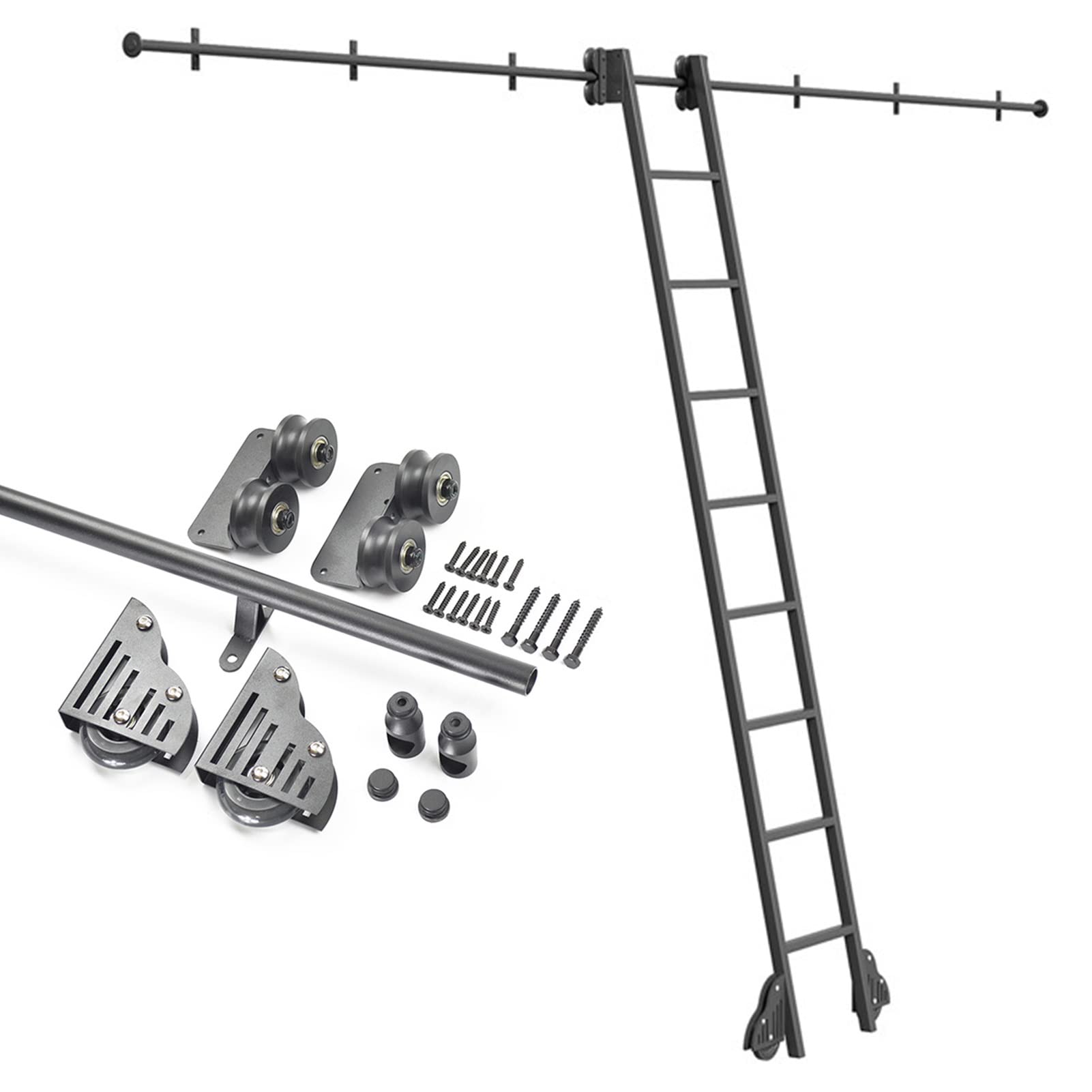 Kit rail tubulaire rond pour échelle coulissante avec roulettes anti-bruit