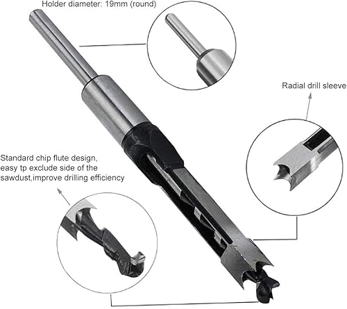 Miniatura 4 de SaferCCTV Broca de cincel de mortajería de 34 "para carpintería con agujero cuadrado para carpintería, herramientas eléctricas para instalación de