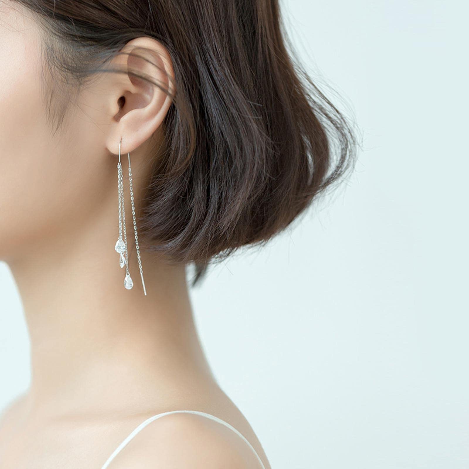 LOKILOKI Boucles D'oreilles En Argent Sterling Massif 925 Rectangle De