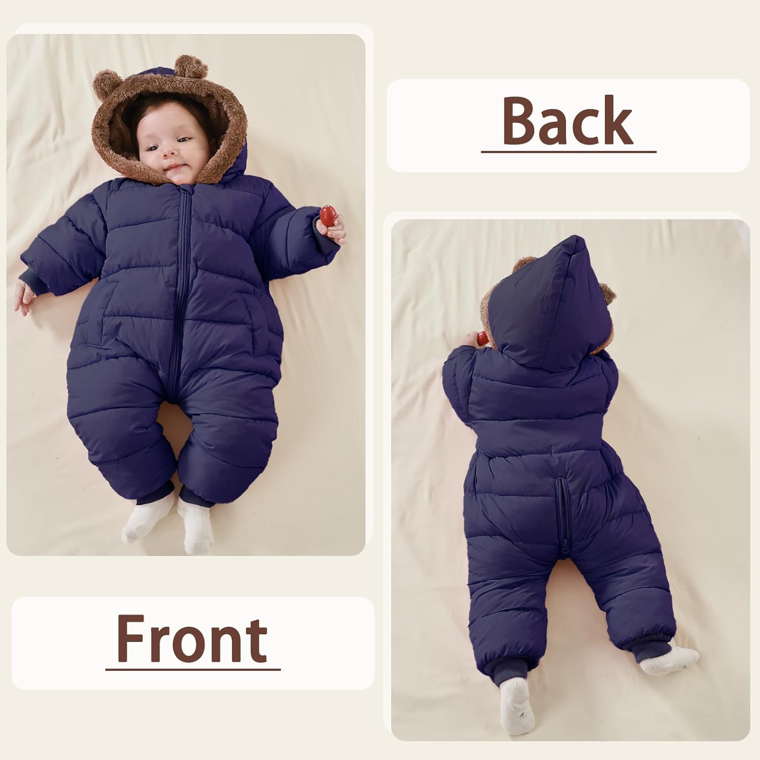Baby Boys Girls Snowsuit Winter Clothes Suit Hooded Jumpsuit Romper Bear Outfit Infant Warm Coat Outwear Overcoat - Image 8