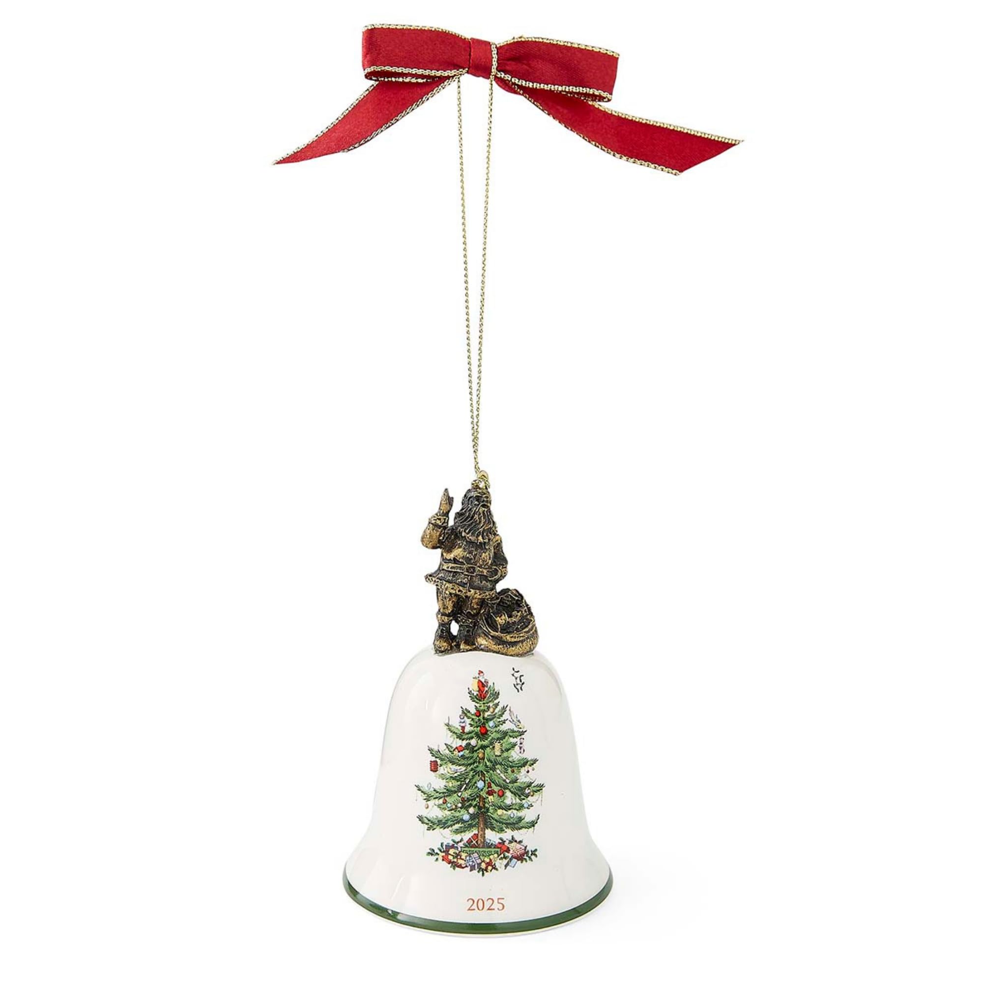 Spode Multicolored Christmas Tree Santa's Bell Ornament