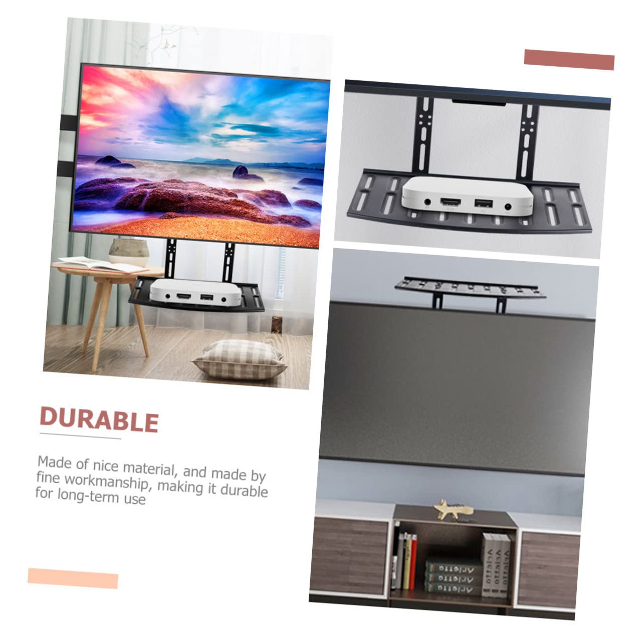 IMIKEYA Supporto Organizzatore Scaffale da Parete Installazione senza Foratura in Acciaio Laminato a Freddo Nero per Router Wifi per Ripiano Superiore Tv