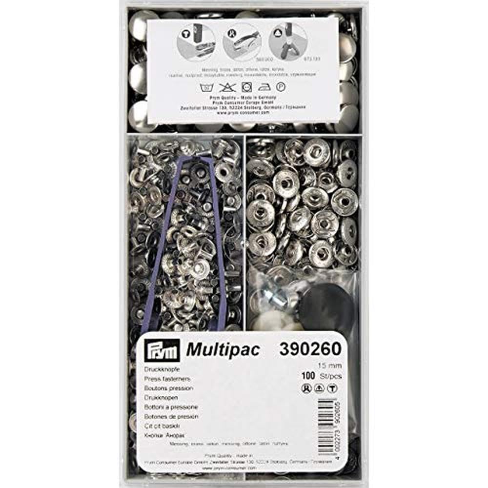 Prym Anorak Fissatore A Pressione Non Sew – Antique Silver 20mm – Kit Con Strumenti Per Abbigliamento E Accessori