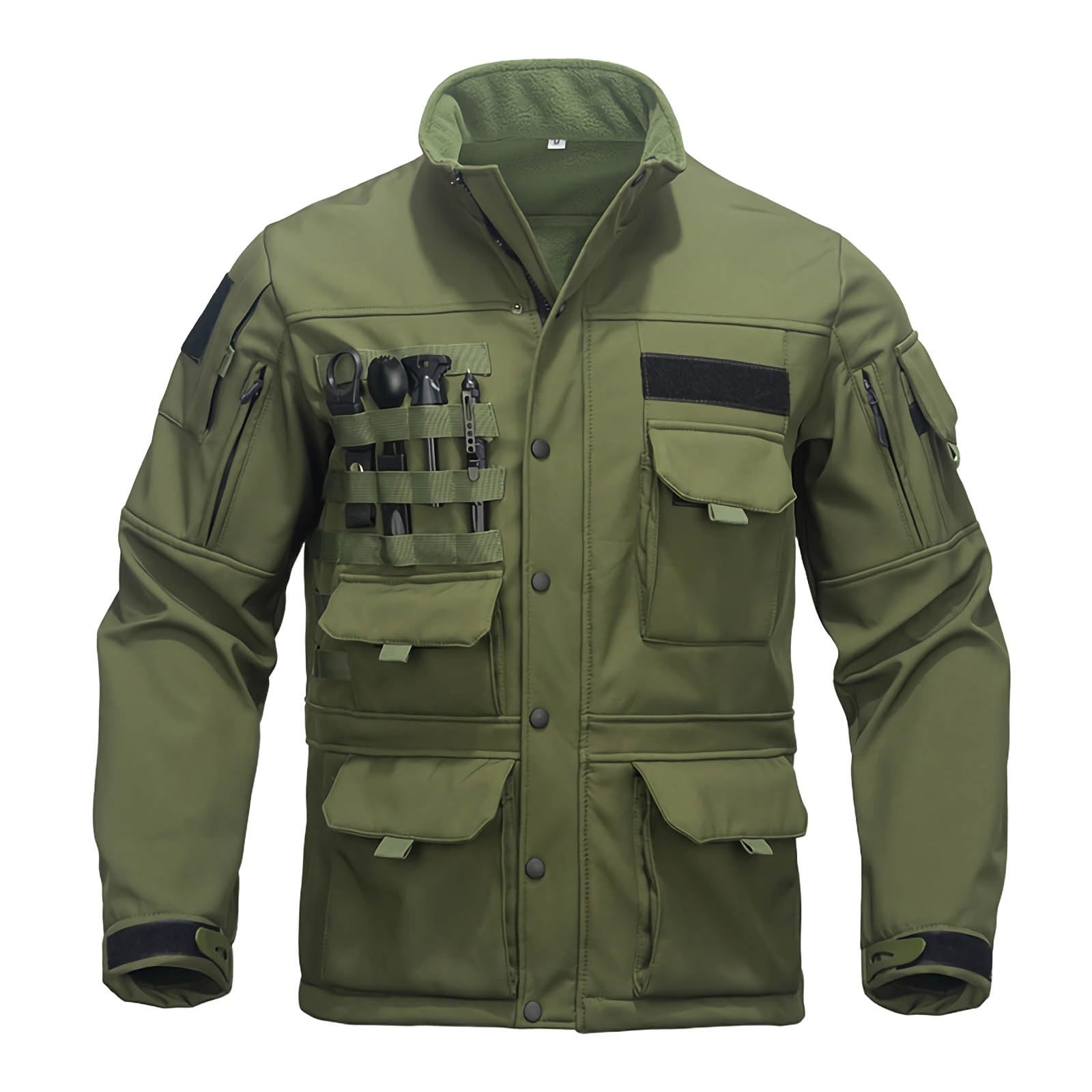 Giacca Tattica Softshell da Uomo, Giacca Invernale con Fodera in Pile | Tessuto composito a tre strati, Antivento, Strato esterno resistente all'acqua, Interno foderato in pile