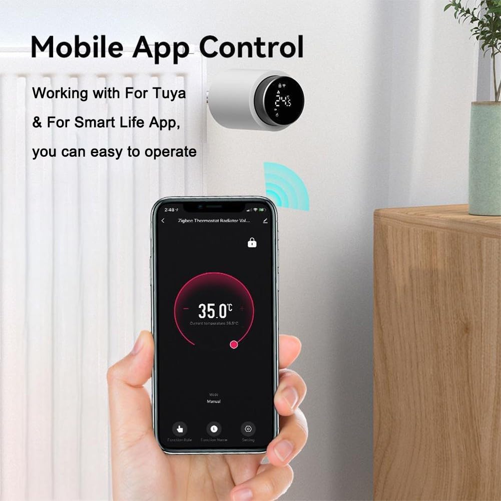 Valvola termostatica per termosifone, controllo intelligente del riscaldamento programmabile, programmazione settimanale, controllo vocale e app, monitoraggio energetico per comfort domestico (2 pezzi
