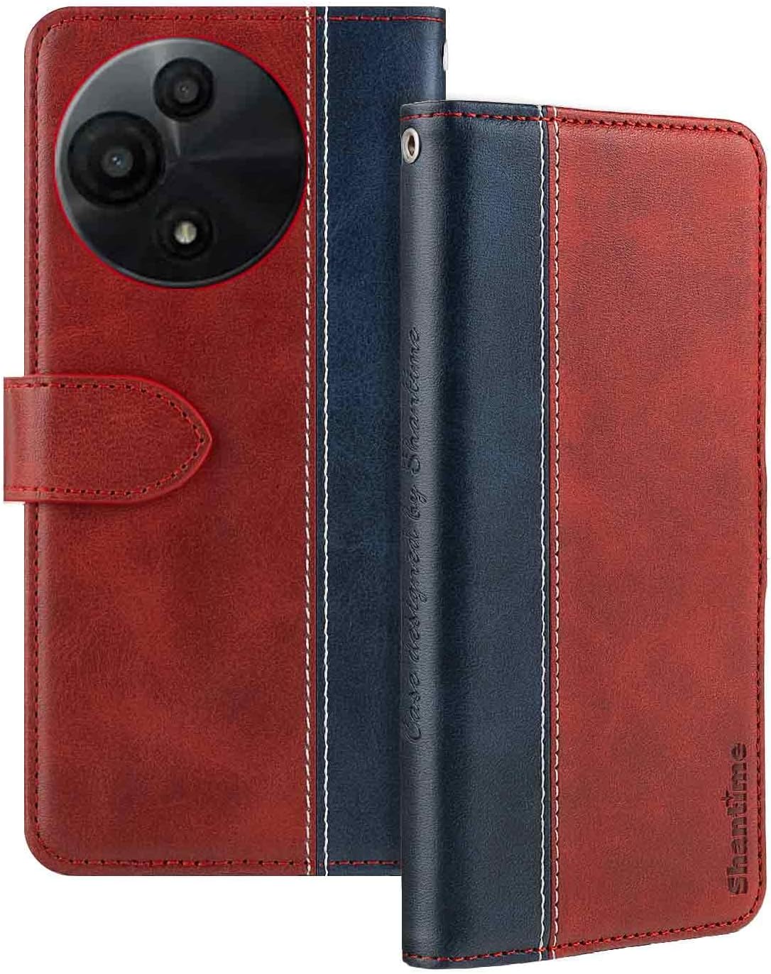 Leather Flip Case Compatible with TCL NXTpaper 5G Junior Case With Card Holder RFID Blocking Magnetic Kickstand Slim Fit Business Protective Cover(Red)