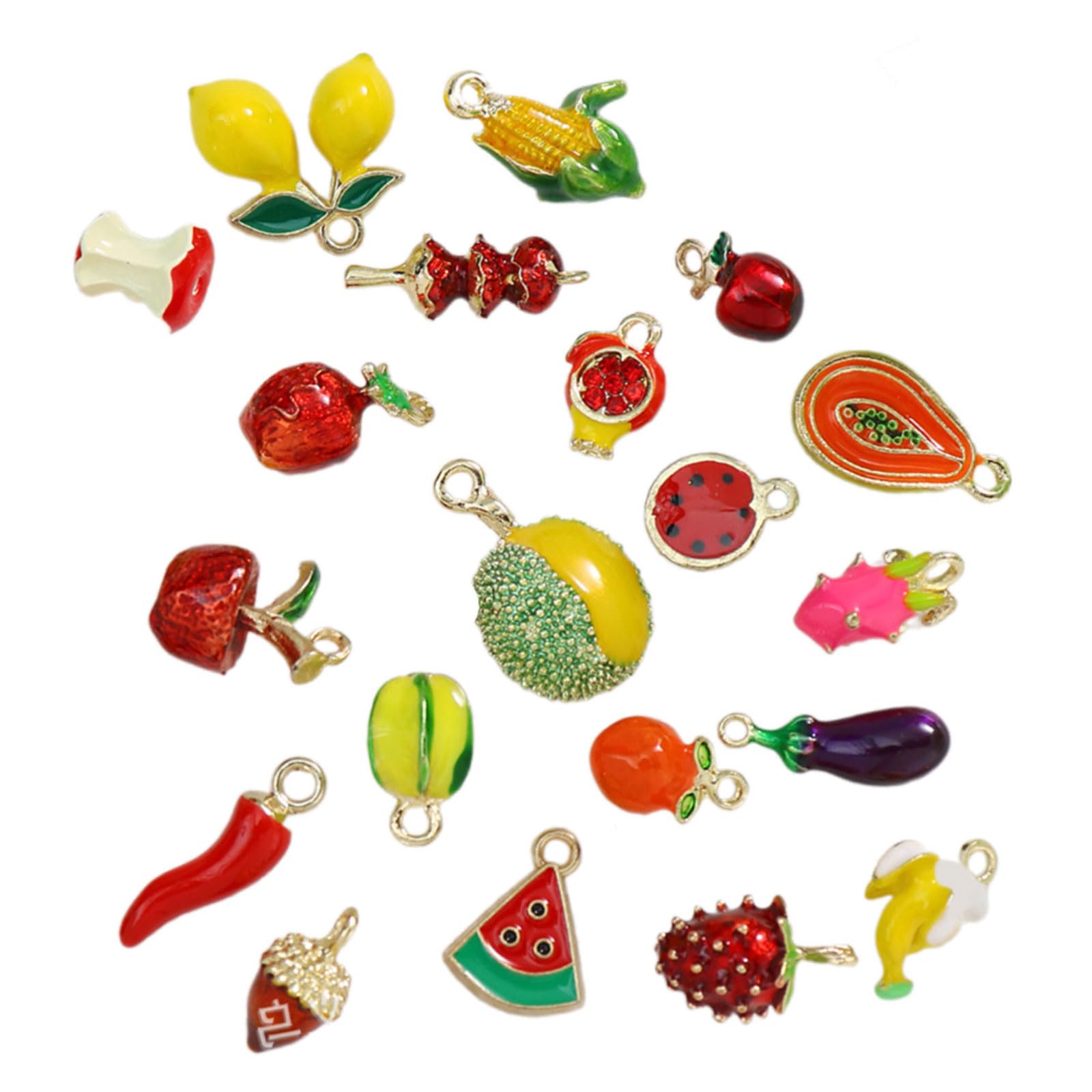 Tsophreniq Sturdy Alloy Fruit Charm for Jewelry Crafting with Enameled Coating and Easy Clasp Designs Alloy Fruit Charm with Hook Installation