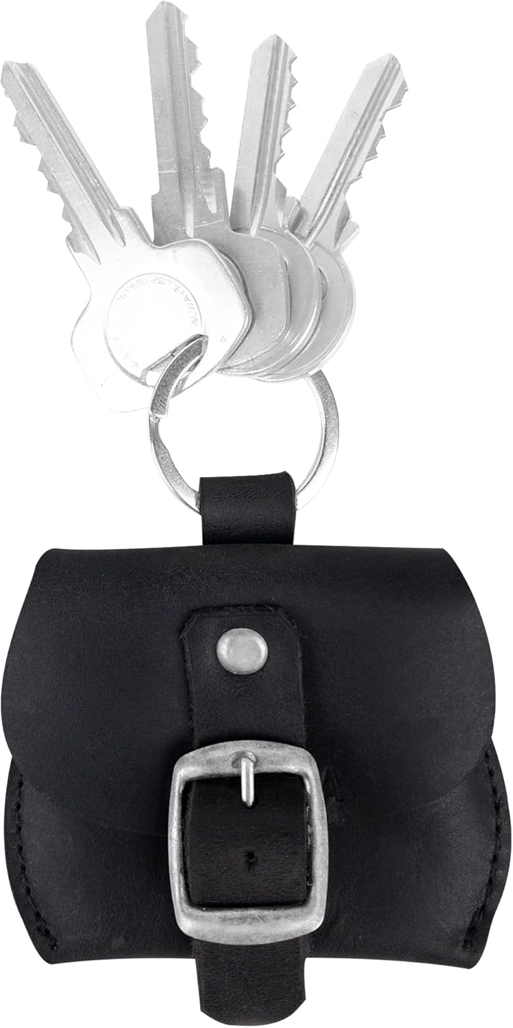 Hide & Drink, Leather Tiny Purse Keychain/Key Ring/Coin Pouch/Case/Mini Bag/Accessories, Handmade Includes 101 Year Warranty (Charcoal Black)