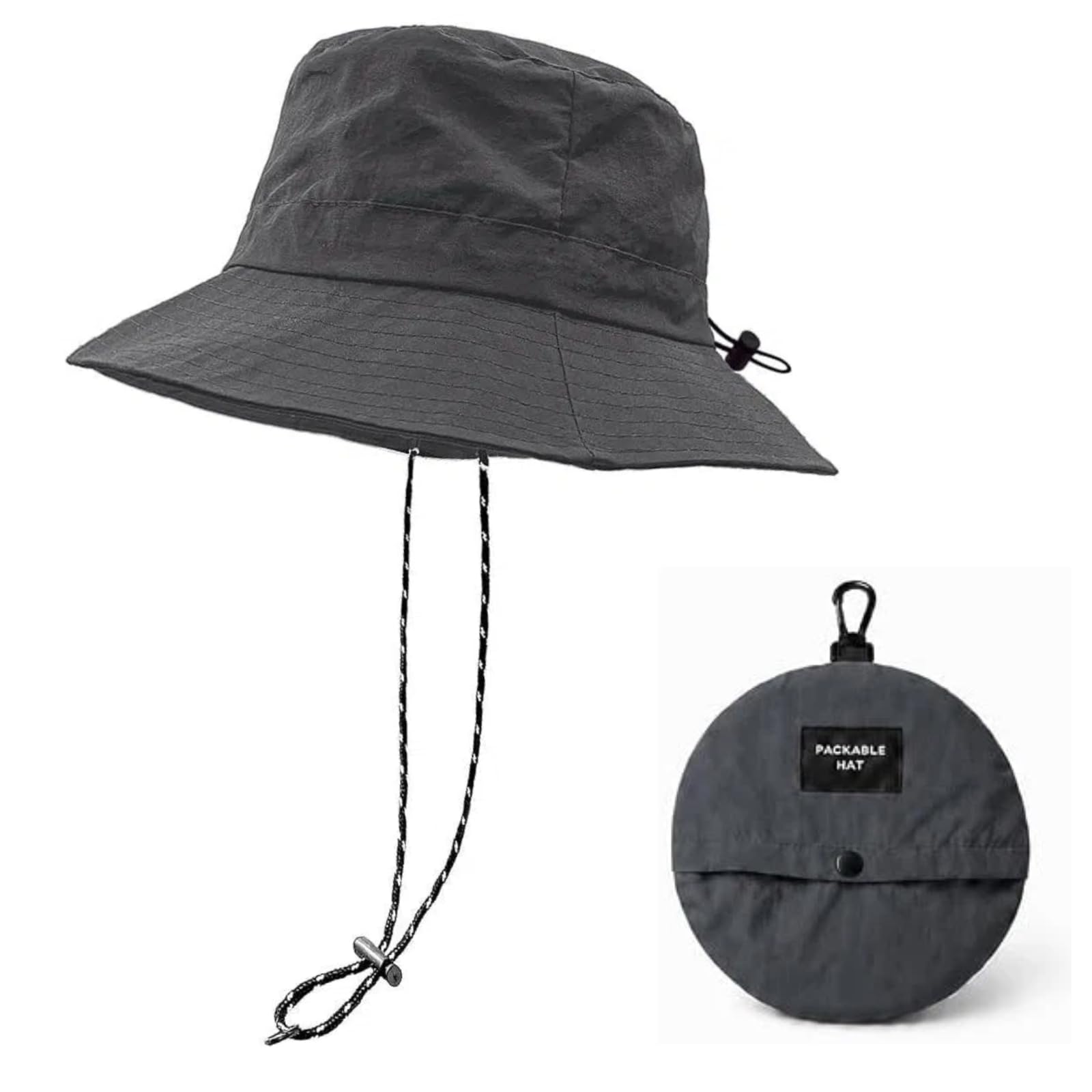 Folding Bucket Hat, with Adjustable Chin Strap, Wide Brim Waterproof, UV Protection, Lightweight Outdoor Hat for Trekking, Fishing, Hiking & Travel-image-45