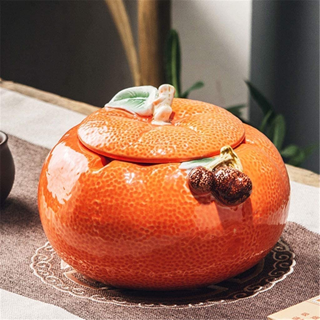 KUDLI Elegante Posacenere con Coperchio posacenere per Sigarette a Forma di Arancione in Ceramica posacenere da Tavolo per Fumatori frangivento per Interni Ornamento per Ufficio Facile da Usare