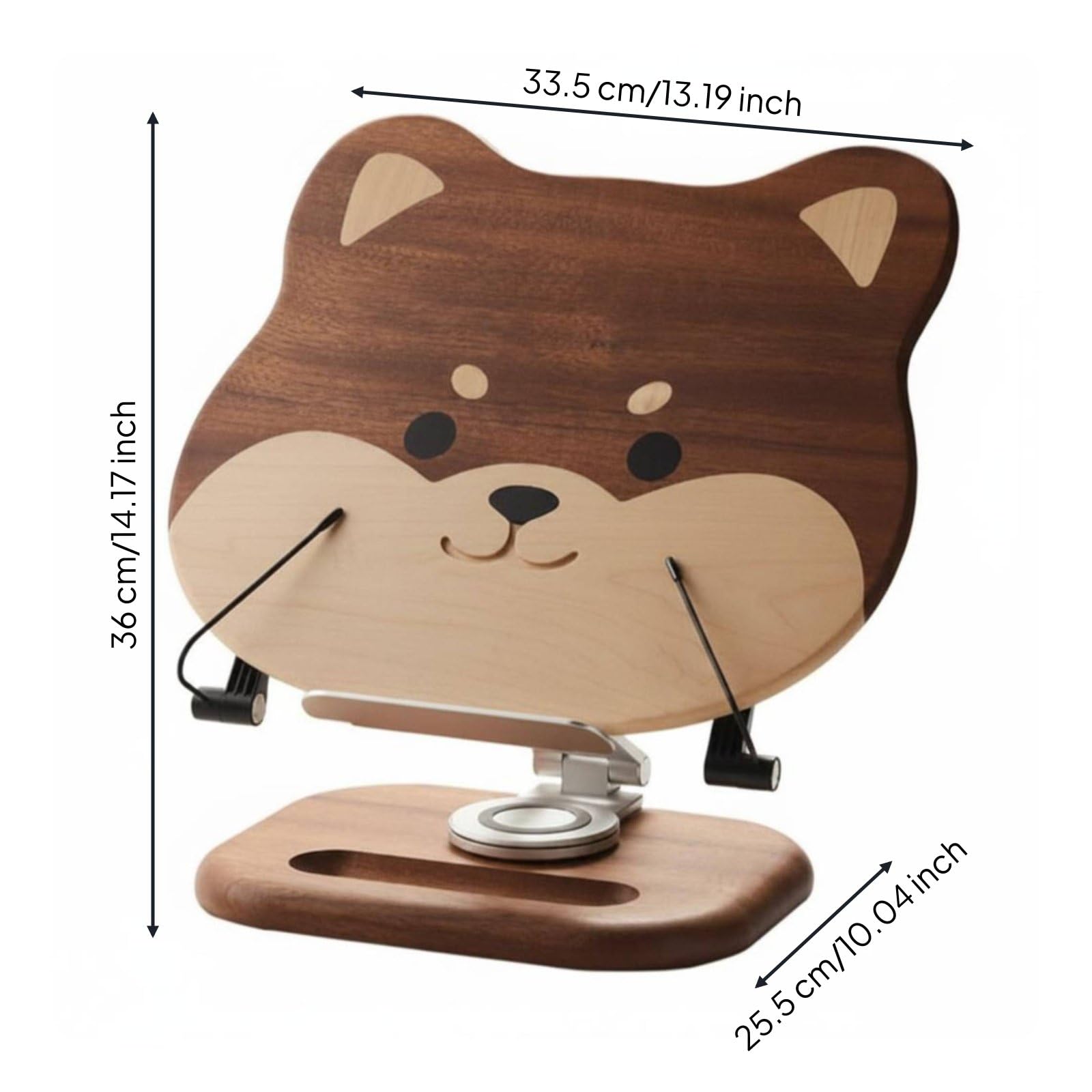 Leggìo per Bambini Supporto Libro Stand Porta Libri Porta Tablet in Legno con Vassoio Integrato Fermapagine E Braccio in Alluminio Base Rotante