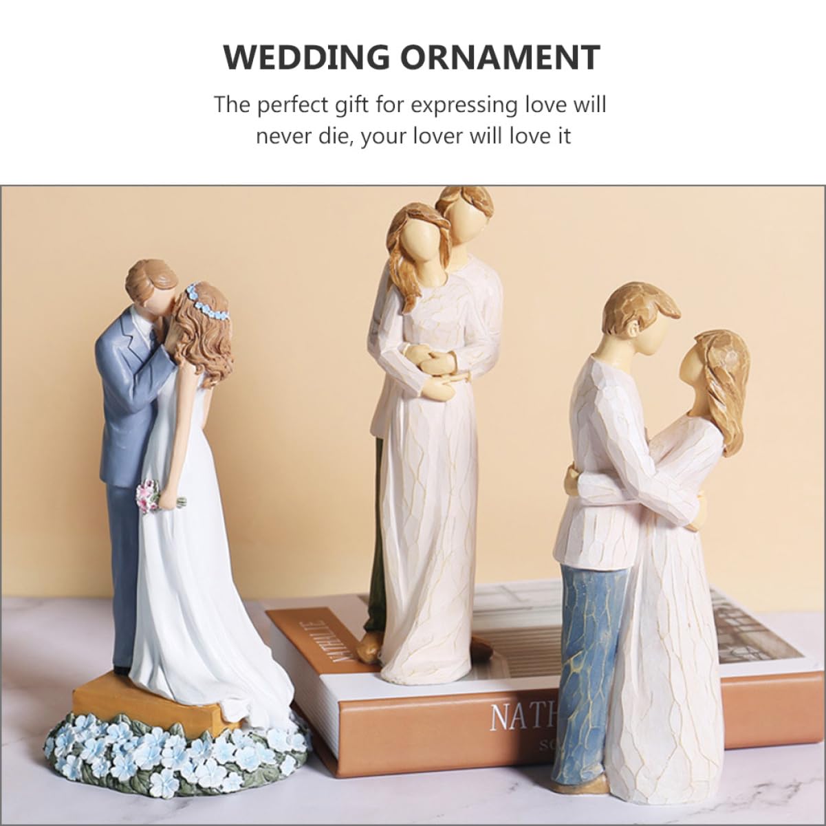 Garneck Statuetta Matrimonio in Resina Blu Sposi che Si Baciano