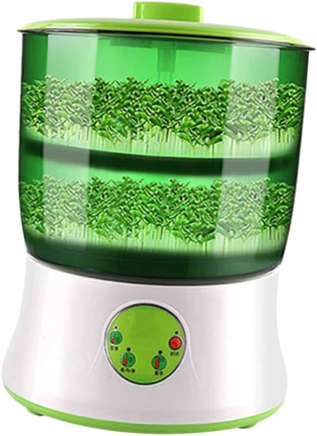POPETPOP Intelligent Bean Sprout Growing Machine Double Layer Sprouting Pot Electric Bean Sprouts Maker Automatic Sprouting System Microcomputer Control