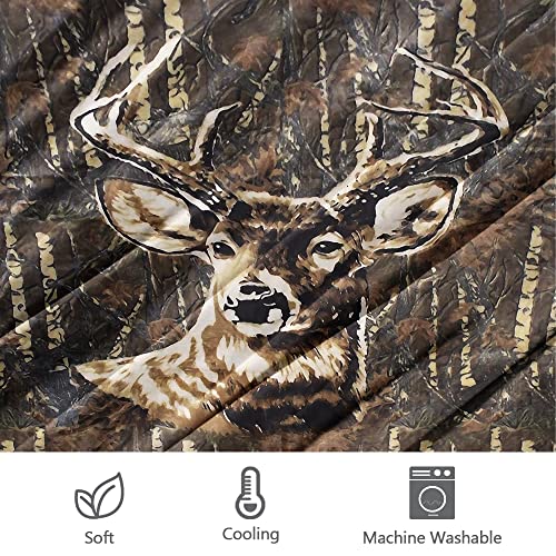Hommomh Animal Bedding Duvet Cover Set Deer Camo Print For Kids Boy Girl Teen, 1 Duvet Cover With 2 Pillowcases, Easy Care, King Size #TOP4