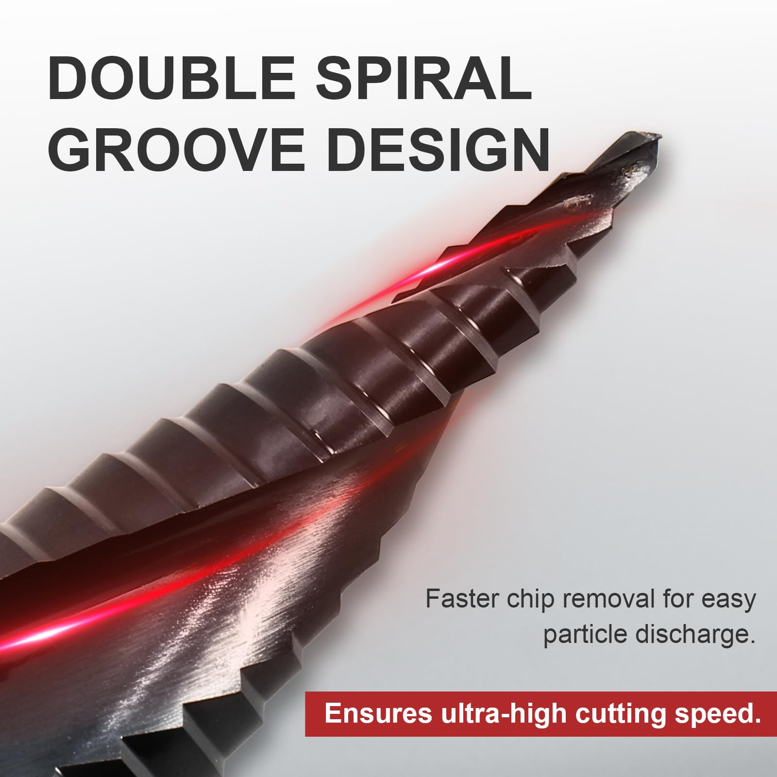 Broca Escalonada para Metal Ø 4-32mm, HSS M42 Broca Conica TiAlN Cobalto, con Vástago Hexagonal, Profesional 15 Pasos Doble Espiral Brocas para Acero Inoxidable, Metal Duro, Madera, Plástico