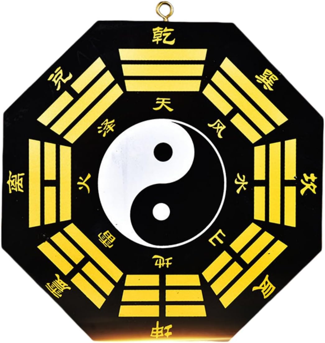正宗天然桃木八卦镜乾坤太极黑白阴阳鱼八卦图八卦镜家用门口 Feng Shui Good Amulet fengshui Chinese Tassel Ornaments-1858