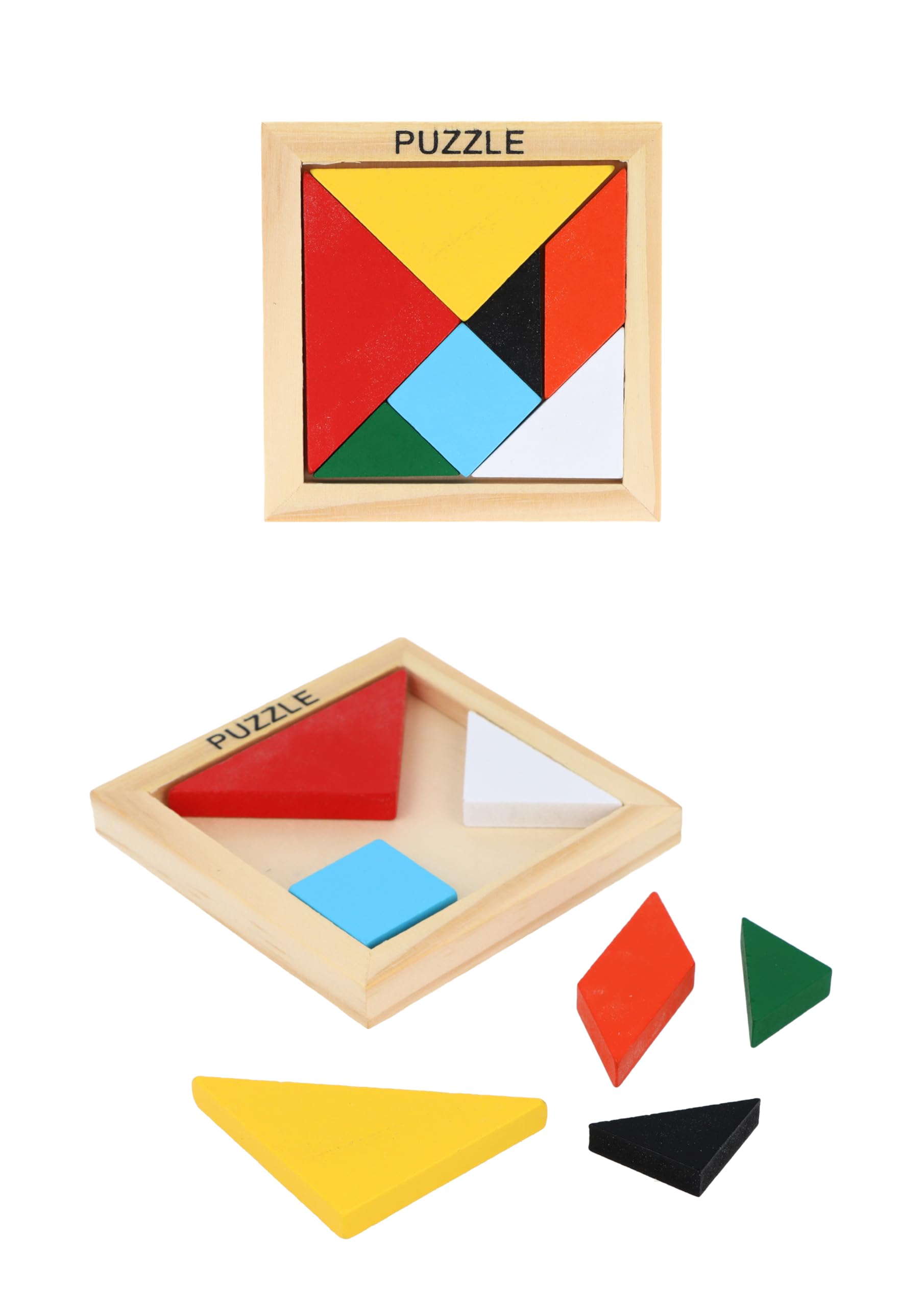 HENBRANDT Children's Wooden Puzzle Tangram Shape Logic Game Kids Brain Puzzles Developmental Toys Learning Games