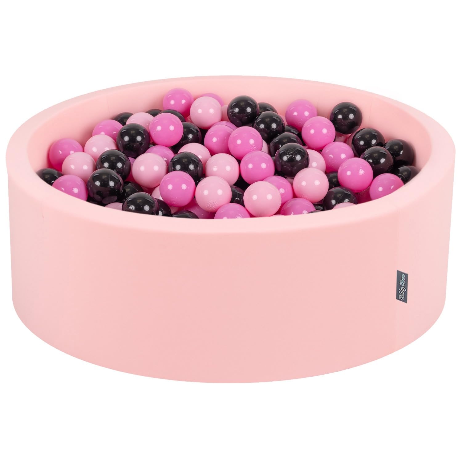 KiddyMoon Baby Ball Pit 90 X 30 Cm / 200 Balls 7 Cm Soft Foam For Infants And Toddlers From 8 Months Removable Cotton Cover, Flamingo: Pink/Light Pink/Black